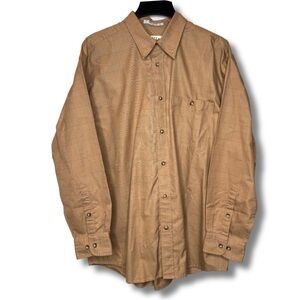 Orvis 100% Cotton Plaid Button Down Shirt Pocket Men's Size XL Tan